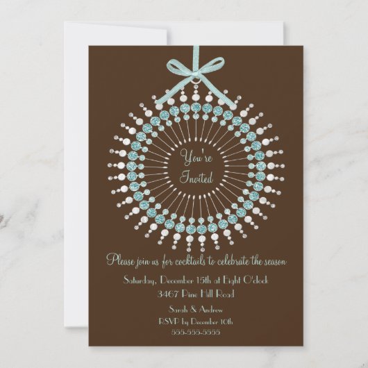 招待されましたオーナメントクリスマスパーティの招待状 招待状 (正面)