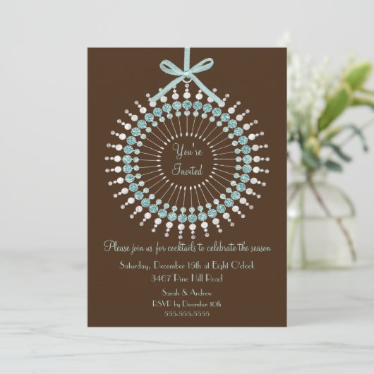 招待されましたオーナメントクリスマスパーティの招待状 招待状 (スタンド正面)