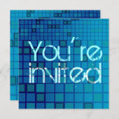 招待されましたオールパーティの招待状ブルーモザイク 招待状 (正面/裏面)