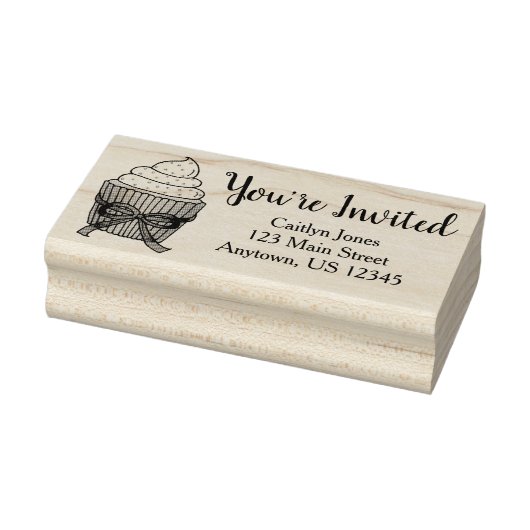 招待されましたカップケーキブライダルベビーシャワー散水 ラバースタンプ (スタンプ)