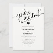 招待されましたクラシックブラック&ホワイト結婚ズ 招待状 (正面)