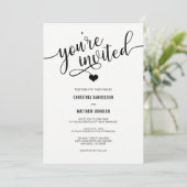 招待されましたクラシックブラック&ホワイト結婚ズ 招待状 (スタンド正面)