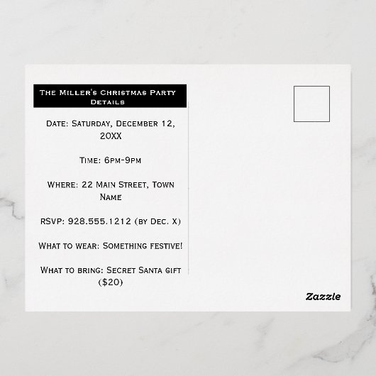 招待されましたクリスマス出生金ゴールドクリスマス 箔シーズンポストカード (裏面)