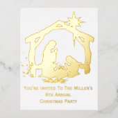 招待されましたクリスマス出生金ゴールドクリスマス 箔シーズンポストカード (正面)