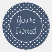 招待されましたグレイ水玉模様封筒用シール ラウンドシール (正面)