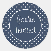 招待されましたグレイ水玉模様封筒用シール