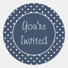 招待されましたグレイ水玉模様封筒用シール ラウンドシール