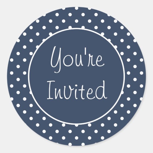 招待されましたグレイ水玉模様封筒用シール ラウンドシール (正面)