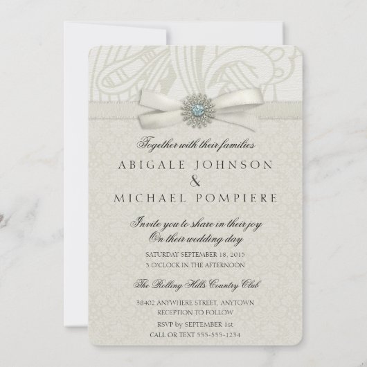 招待されましたソフトク包まれたリー結婚ムプレゼント 招待状 (裏面)