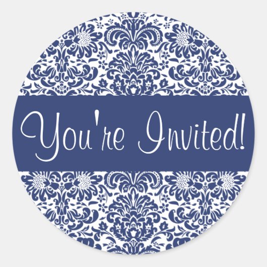 招待されましたダマスク封筒シール ラウンドシール (正面)
