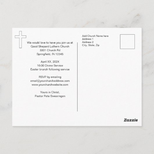 招待されましたチャーチイースター招待状 ポストカード (裏面)