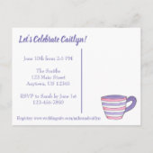 招待されましたティーポットティーパーティーブライダルシャワー インビテーションポストカード (裏面)