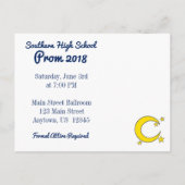 招待されましたナイトスカイクレセントムーンスターズプロム インビテーションポストカード (裏面)