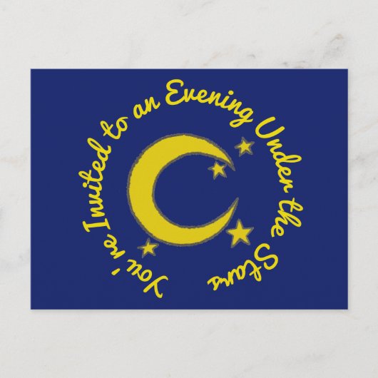 招待されましたナイトスカイクレセントムーンスターズプロム インビテーションポストカード (正面)