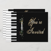 招待されましたパーティの招待状- HOLIDAY – ピアノ 招待状 (正面/裏面)