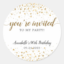招待されましたパーティー金ゴールド紙吹雪ドット誕生日
