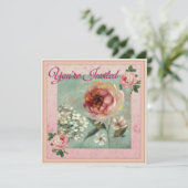 招待されましたピンクフローラヴィンテージスタイル 招待状 (スタンド正面)