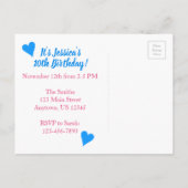 招待されましたピンクユニコーンマジカルバースデーパーティー インビテーションポストカード (裏面)