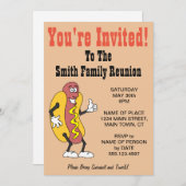 招待されましたファミリー懇親会のホットドッグ漫画 招待状 (正面/裏面)