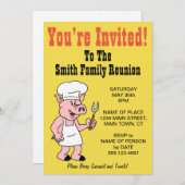 招待されましたファミリー懇親会豚漫画 招待状 (正面/裏面)