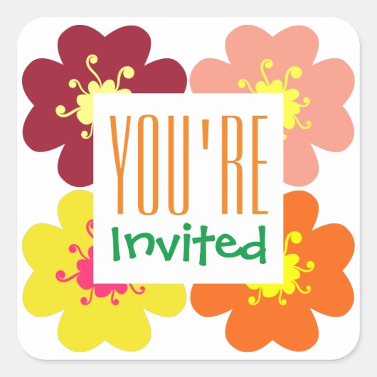 招待されましたフローラグラフィックパーティー スクエアシール (正面)