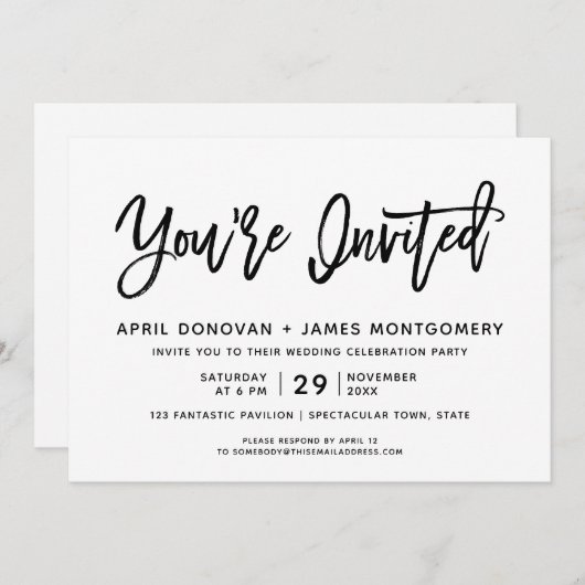 招待されましたブラシタイポグラフィ結婚式招待状 招待状 (正面/裏面)