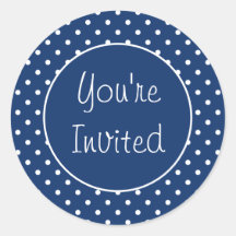 招待されましたブルー水玉模様封筒用シール