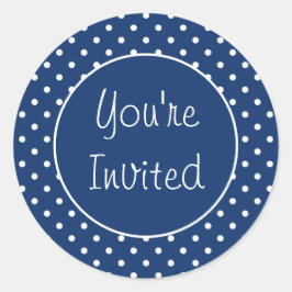 招待されましたブルー水玉模様封筒用シール ラウンドシール