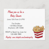 招待されましたベイビーシャワーフライドポテトを小さく炒フランスのめる インビテーションポストカード (裏面)