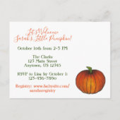 招待されましたベビーシャワーリトルカボチャ インビテーションポストカード (裏面)