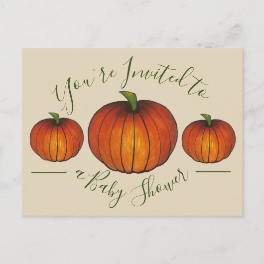 招待されましたベビーシャワーリトルカボチャ インビテーションポストカード (正面)