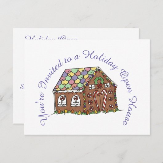 招待されましたホリデージンジャーブレッドオープンハウス ポストカード (正面/裏面)