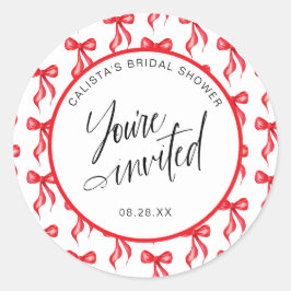 招待されましたボウブライダルシャワー封筒用シール ラウンドシール