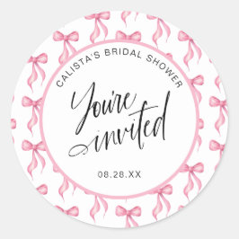 招待されましたボウブライダルシャワー封筒用シール ラウンドシール