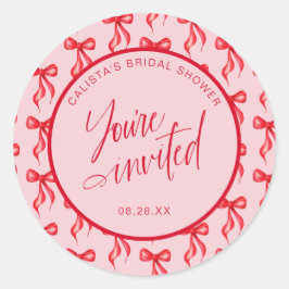 招待されましたボウブライダルシャワー封筒用シール ラウンドシール