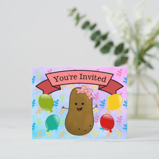 招待されましたポテト誕生日ガール シーズンポストカード