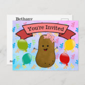 招待されましたポテト誕生日ガール シーズンポストカード (正面/裏面)