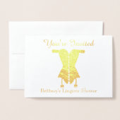 招待されましたランジェリーブライダルシャワー 箔カード (封筒付き正面)