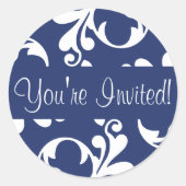 招待されましたリーフ花模様の封筒シール ラウンドシール (正面)