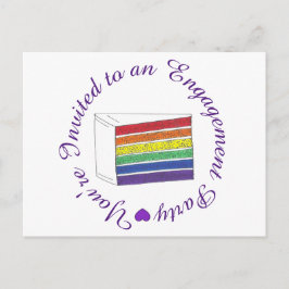招待されましたレインボーケーキ婚約パーティ インビテーションポストカード