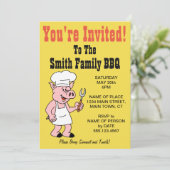 招待されました家族BBQのブタの漫画 招待状 (スタンド正面)