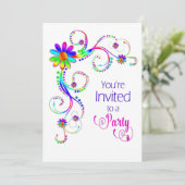 招待されました招待状、おもしろいフローラカラフル、 招待状 (スタンド正面)