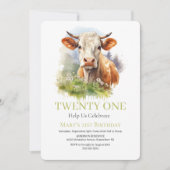 招待されました牛誕生日 招待状 (正面)