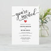 招待されました白黒レッド結婚バレンタイン 招待状 (スタンド正面)