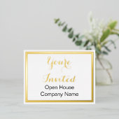 招待されました白黒金ゴールド事業イベント 箔招待状ポストカード (立ち正面)