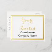 招待されました白黒金ゴールド事業イベント 箔招待状ポストカード (正面/裏面)