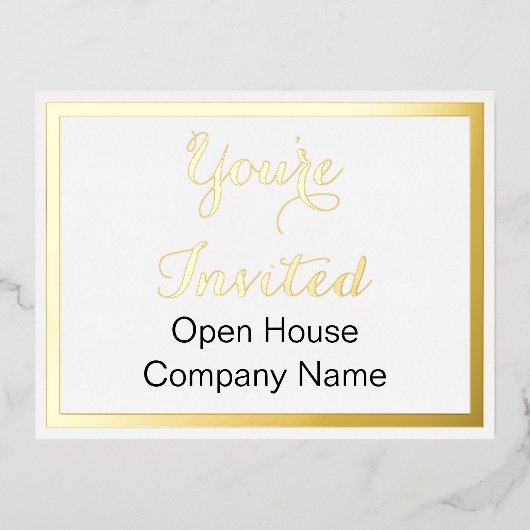 招待されました白黒金ゴールド事業イベント 箔招待状ポストカード (正面)