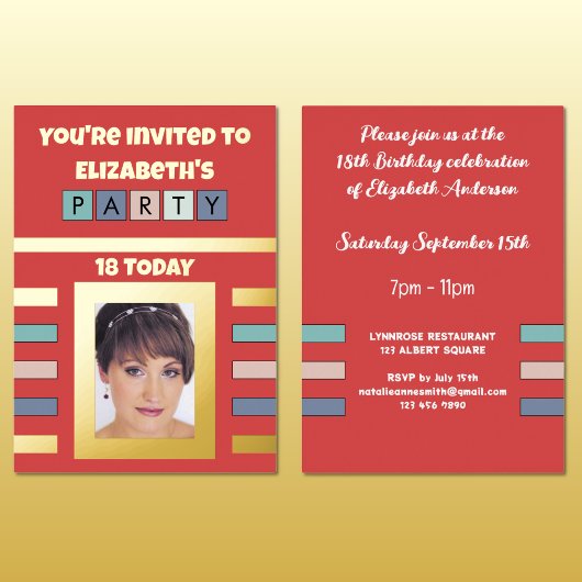 招待されました誕生日パーティー18今日レッド 箔招待状