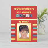 招待されました誕生日パーティー18今日レッド 箔招待状 (立ち正面)