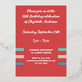 招待されました誕生日パーティー18今日レッド 箔招待状 (裏面)